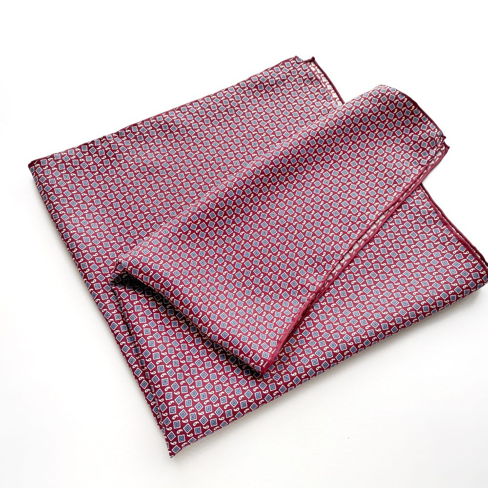 Red Retro Vintage Silk Twill Bandana 65x65