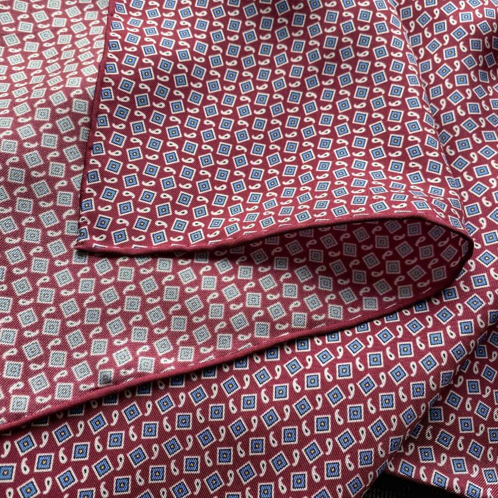 Red Retro Vintage Silk Twill Bandana 65x65