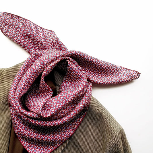 Red Retro Vintage Silk Twill Bandana 65x65