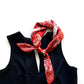 Bird & paisley print silk scarf - Red