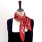 Bird & paisley print silk scarf - Red