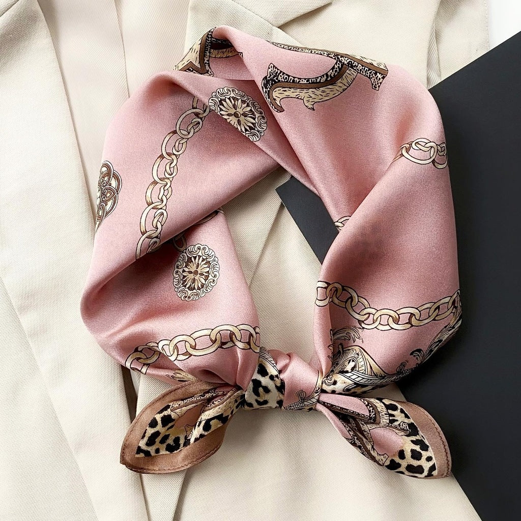 Monogram leopard print silk scarf - Rose Pink