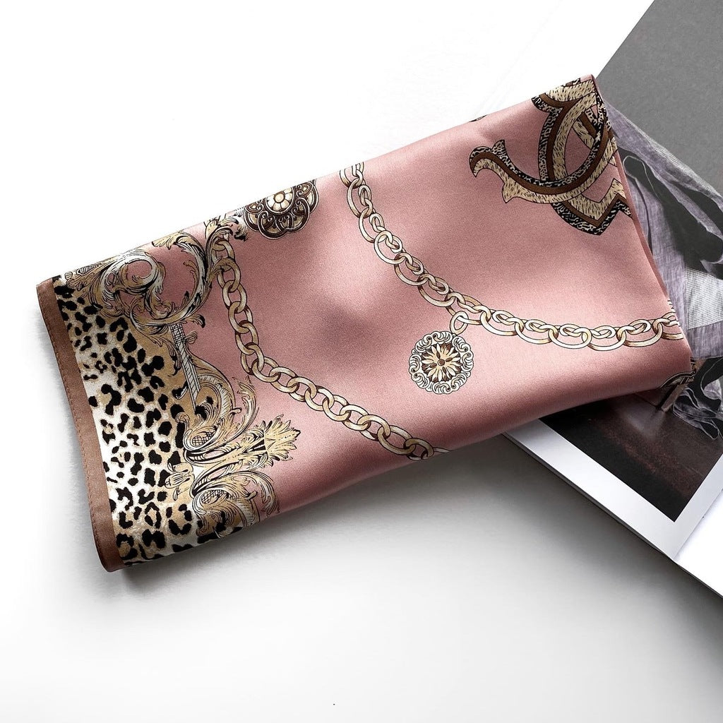 Monogram leopard print silk scarf - Rose Pink