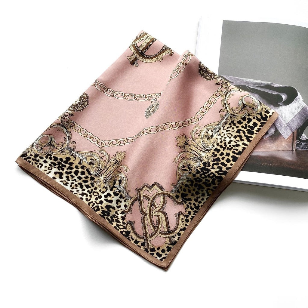 Monogram leopard print silk scarf - Rose Pink