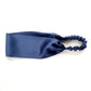 Handmade sapphire blue mulberry silk headband by River Minami.