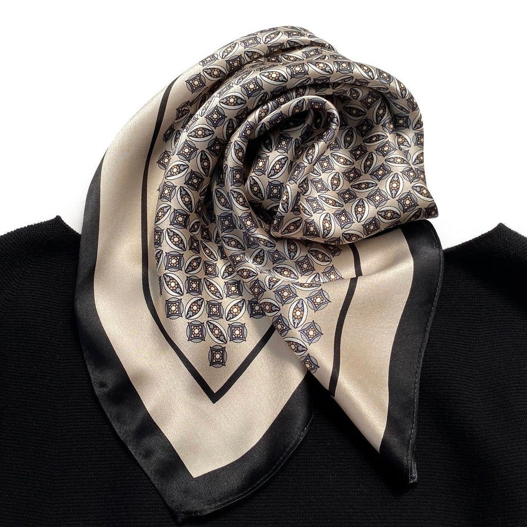 Metallic geometric pattern silk scarf - Silver