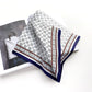 Silver white geometric print silk scarf