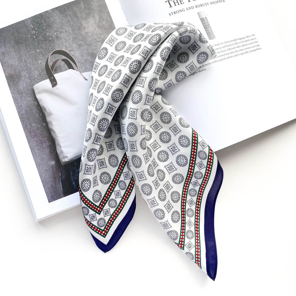 Silver White 53x53 Silk Scarf
