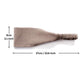 Brown linen headband with measurements on a white background