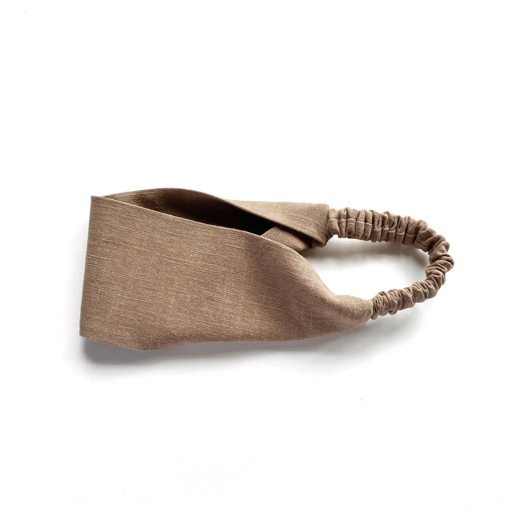 Solid linen headband - Taupe Brown