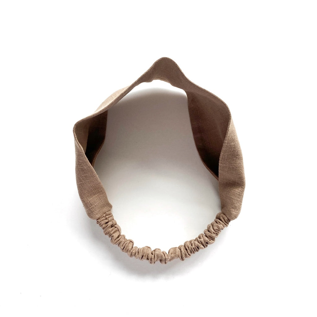 Solid linen headband - Taupe Brown