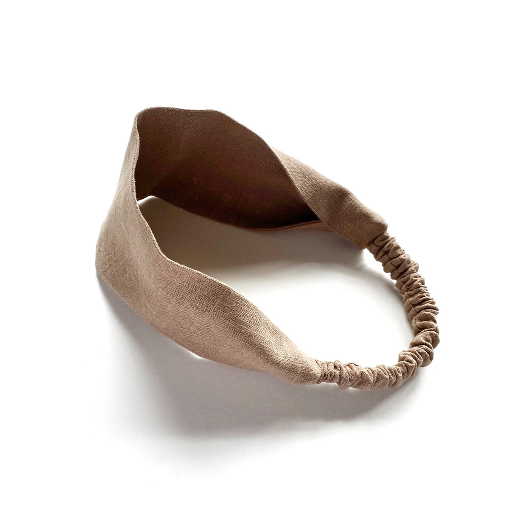 Solid linen headband - Taupe Brown