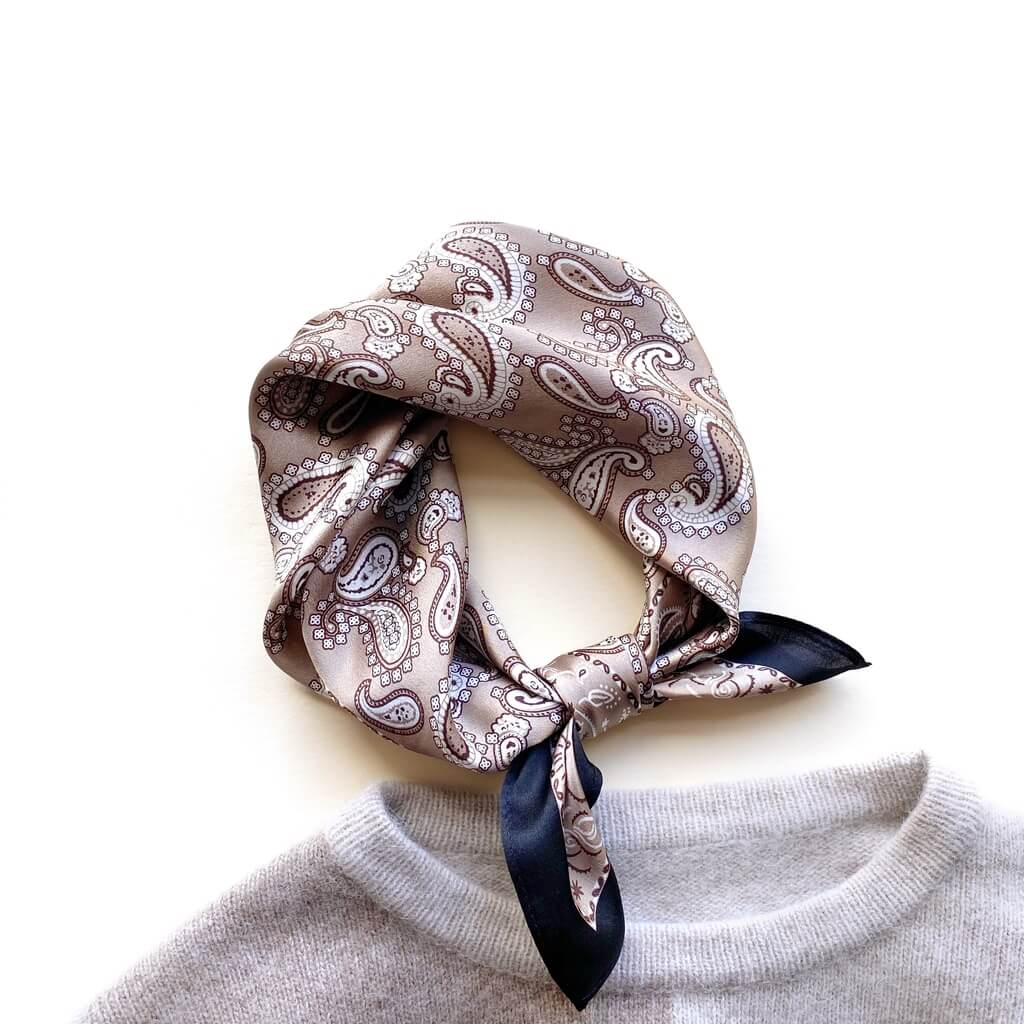 Taupe Silk Scarf - 53x53