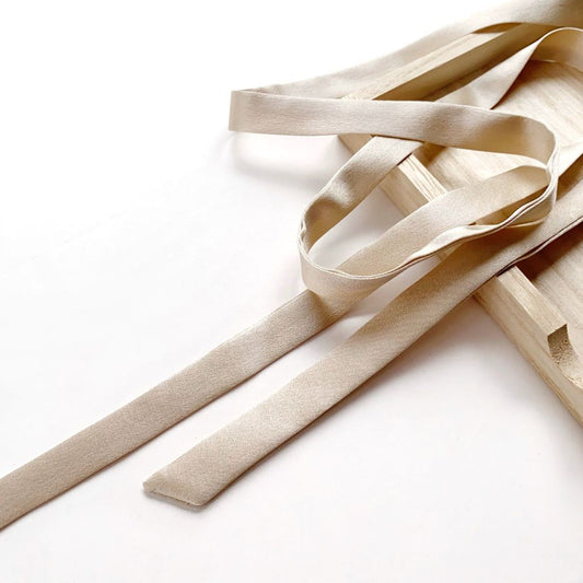 champagne Beige mulberry silk ribbon on a white background