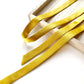 Golden Yellow mulberry silk satin ribbon  scarf on a white background