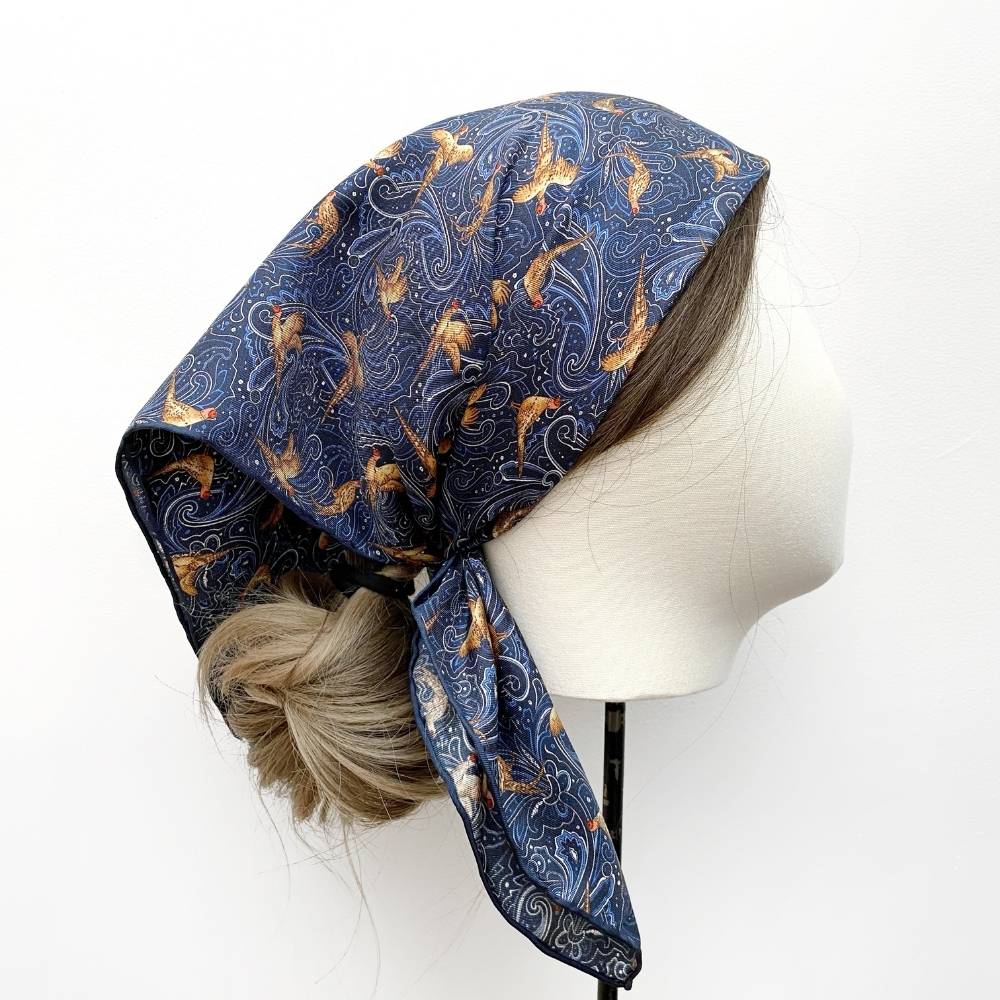 Pheasant Print Silk Twill Bandana Scarf