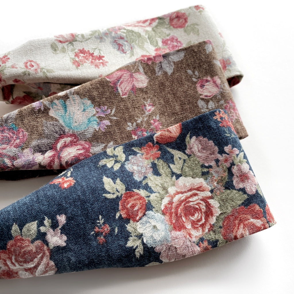 Shabby chic rose floral headband - Navy