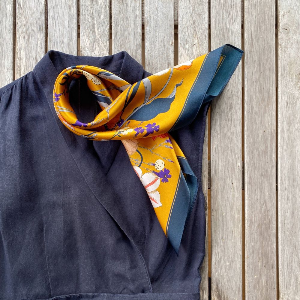 Tulip Butterfly 53x53 Silk Scarf